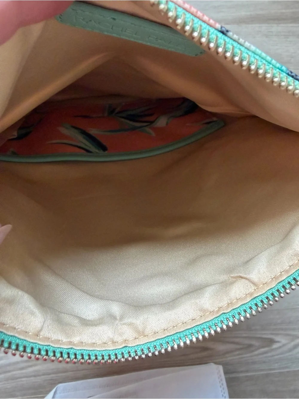 Rachel Pally Mint & Coral Fold-Over Clutch with Tropical Print